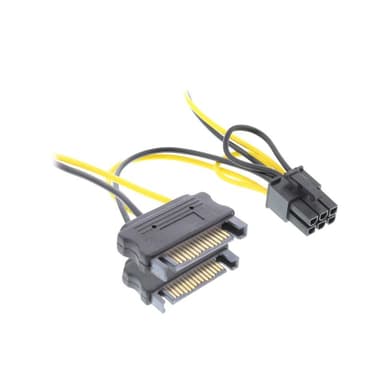 INLINE ® Stromadapter intern, 2x SATA zu 6pol. für PCIe (PCI-Express) Grafikkarten, 0,15m