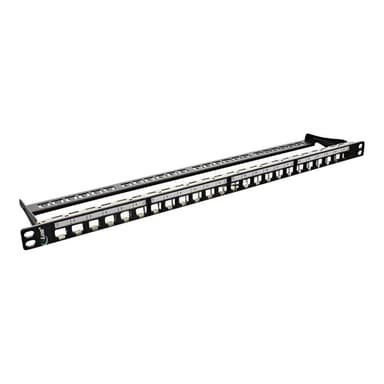 INLINE Patchfeld Cat.6A 24-fach, Keystone Snap-In Leerblech, 48,26cm (19″), 0,5HE, schwarz