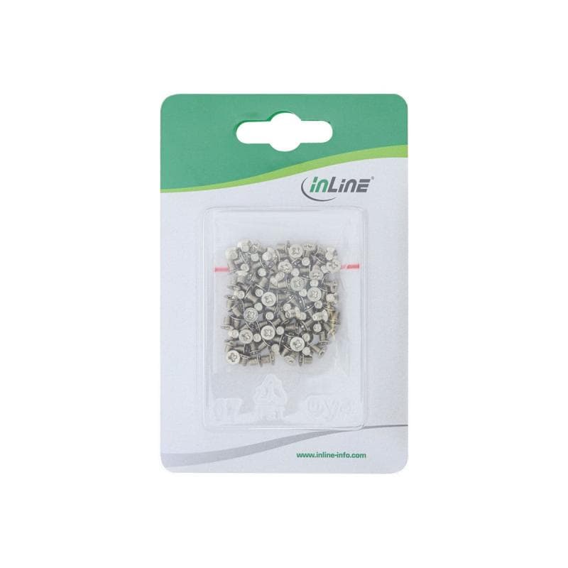 INLINE 100er Pack InLine® Schraubenset, für 2,5″ Festplatte / SSD, 3mm, flacher Senkkopf, silber