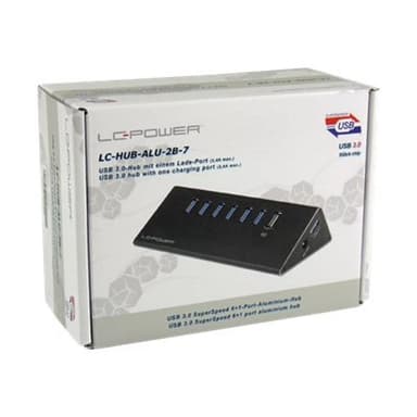 LC-Power Hub, LC-HUB-ALU-2B-7, Aluminium, 6-fach, USB 3.0, schwarz