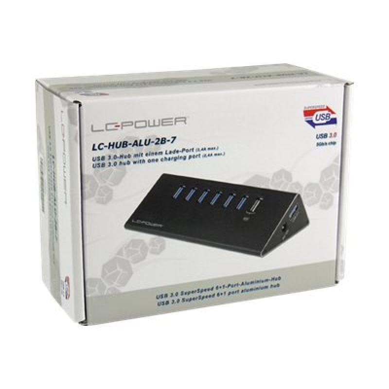 LC-Power Hub, LC-HUB-ALU-2B-7, Aluminium, 6-fach, USB 3.0, schwarz