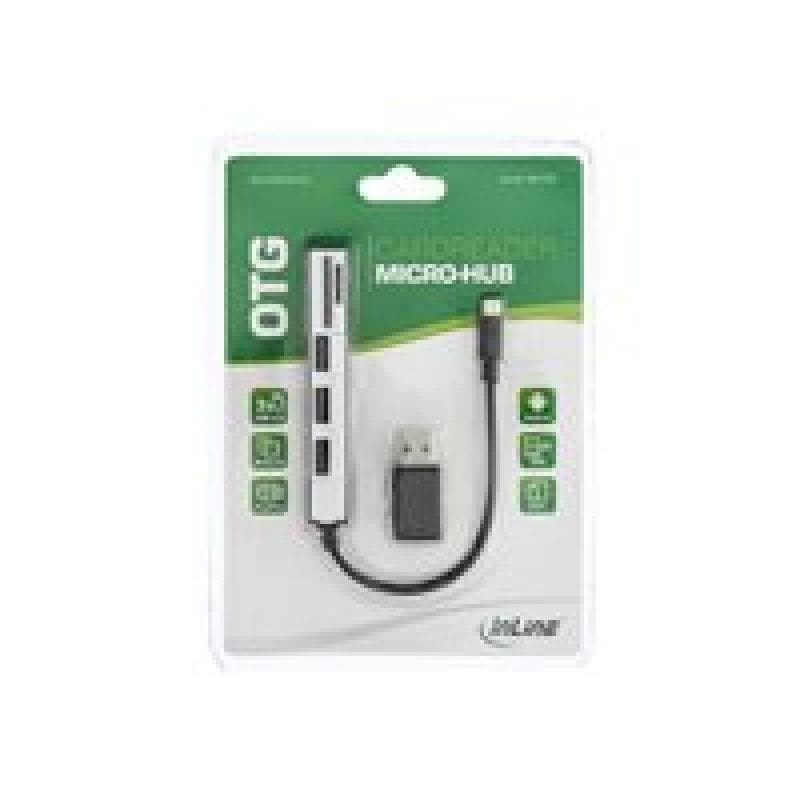 INLINE InLineUSB OTG Cardreader & 3-fach USB 2.0 Hub, für SDXC und microSD, mit Adapter