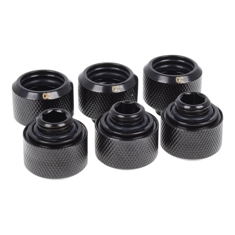 ALPHACOOL Eiszapfen 16mm HT Tülle 6/P bk | G1/4 Deep Black Sixpack