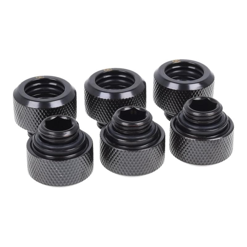 ALPHACOOL Eiszapfen 13mm HT Tülle 6/P bk | G1/4 Deep Black Sixpack