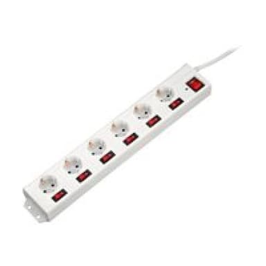 HAMA Steckdosenleiste ″6+1″, XL, 6-fach, einzeln schaltbar, Weiß