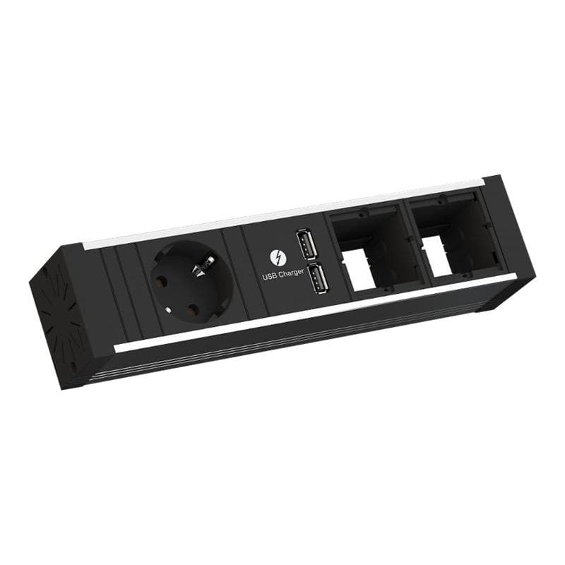 BACHMANN Steckdoseneinheit VENID 936.003 4f 1xSCHUKO 1xUSB Charger 2xLeerfeld