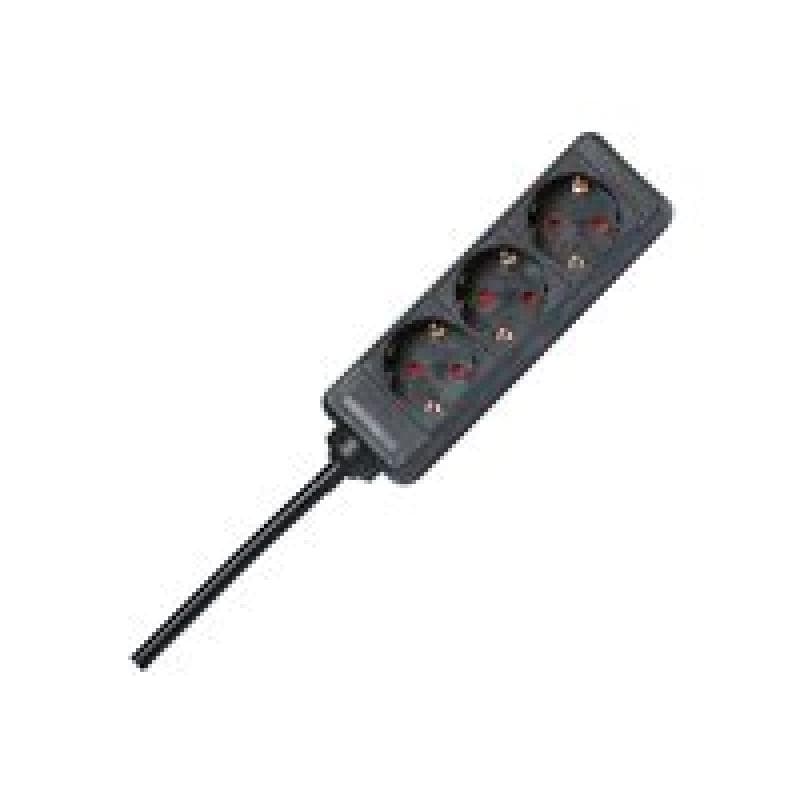 KOPP Steckdosenleiste 3-fach 128615005 H05VV-F3G1,5qmm 1,4m 16A 250V schwarz