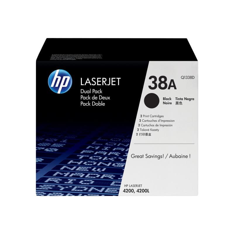 HP 38A 2er Pack Schwarz LaserJet Tonerpatrone (Q1338D)