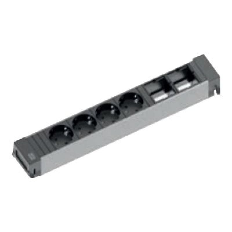 BACHMANN Steckdoseneinheit 916.1110 Power Frame ALU 6-fach,4xUTE u.2xLeer
