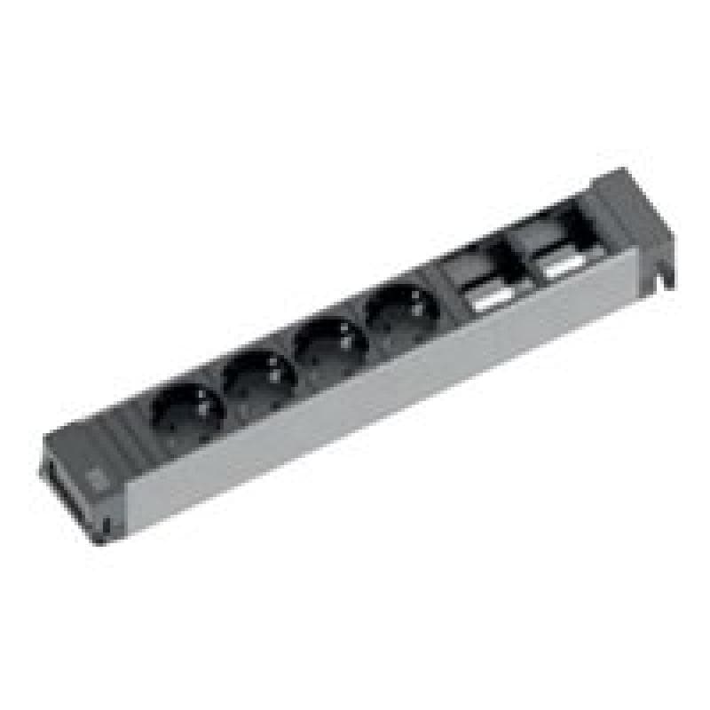 BACHMANN Steckdoseneinheit 916.1110 Power Frame ALU 6-fach,4xUTE u.2xLeer