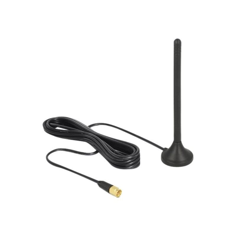 DELOCK GSM / UMTS / LTE Antenne SMA Stecker 2,5 dBi starr omnidirektional mit magnetischem Standfus