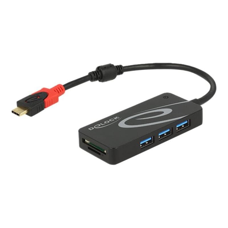 DELOCK USB3.1 Type-C Hub -> 3x USB Typ-A + 2 Slot Card Reader