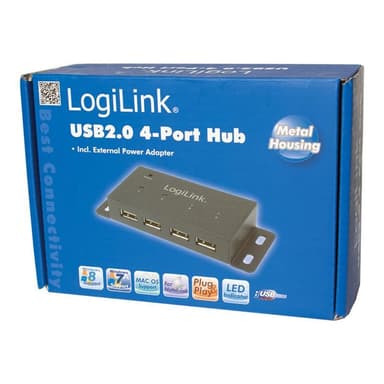 LOGILINK UA0141A USB 2.0 Hub, 4-Port, Metall