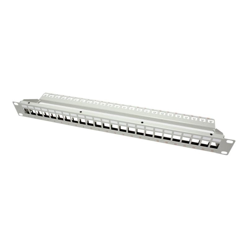 ROLINE 19Zoll Keystone Patchpanel 24Port Cat6 geschirmt lichtgrau ohne Module