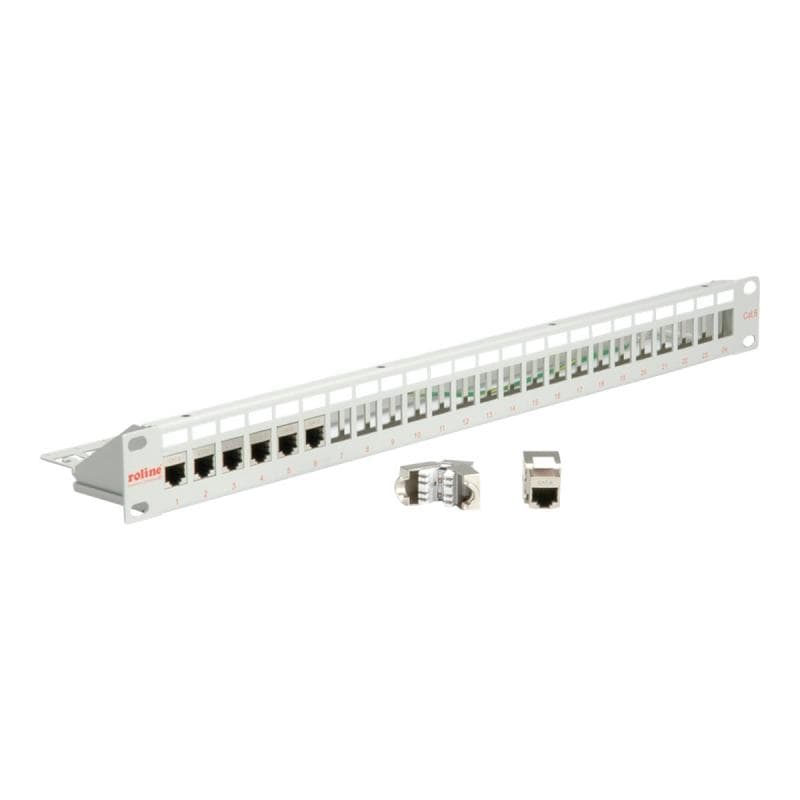 ROLINE 19Zoll Keystone Patchpanel 24Port Cat6 geschirmt lichtgrau ohne Module