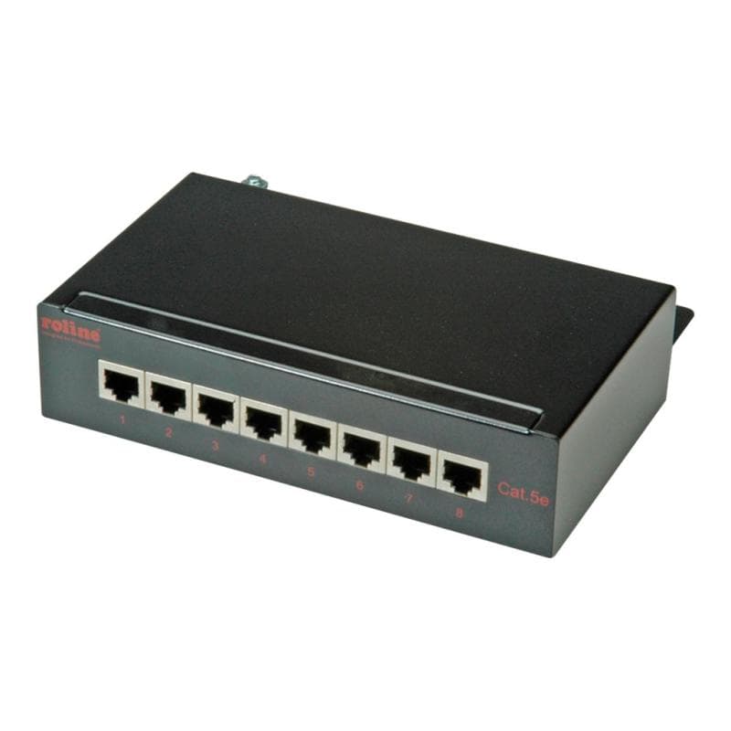 ROLINE Patchpanel 8Port Cat5e Wandmontage schwarz