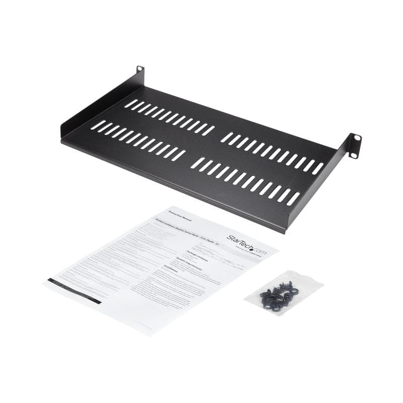 STARTECH.COM Belüfteter Server Rack Fachboden 1 HE - 25 cm Tief - Stahl
