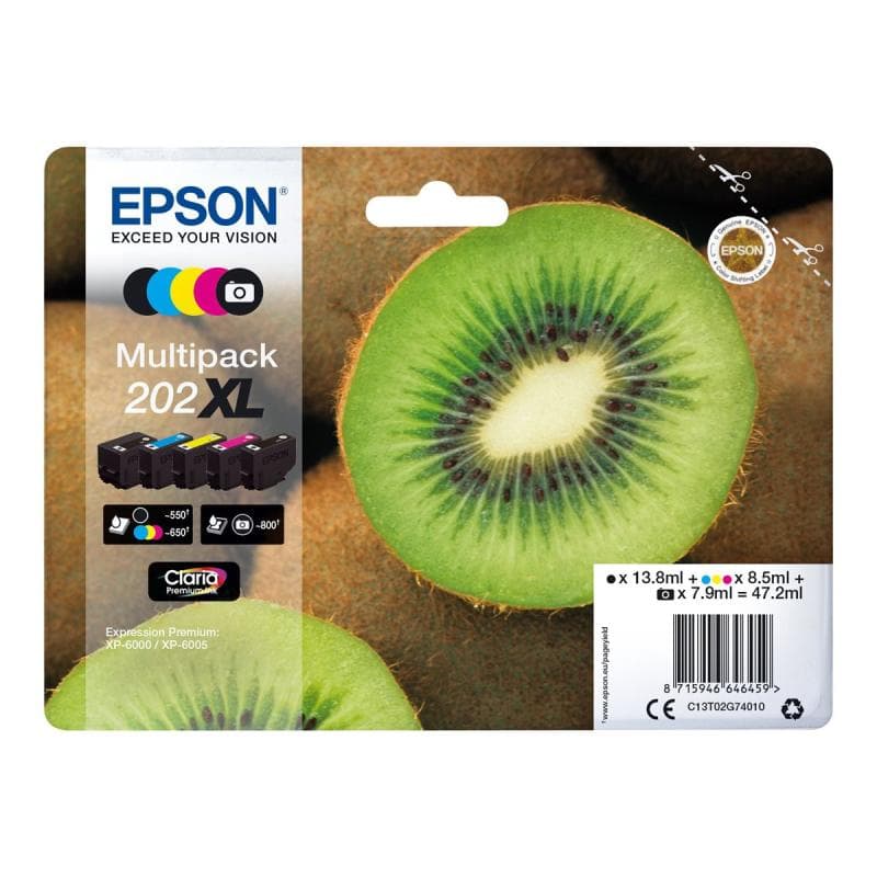 EPSON Multipack 202XL 5er Pack Schwarz, Gelb, Cyan, Magenta, Photo schwarz Tintenpatrone