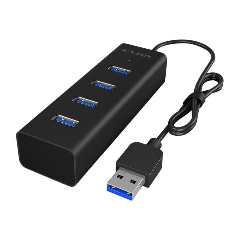 ICY BOX IB-Hub1409-U3 4 Port USB 3.0 Hub unterstuetzt Datenuebertragung bis zu 5 Gbit/s und Plug and