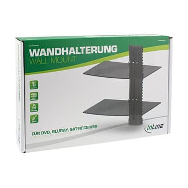 INLINE Wandhalterung, für DVD, Bluray, Sat-Receiver, bis 8kg, schwarz