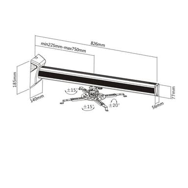 INLINE Wandhalterung für Beamer, max. 16kg
