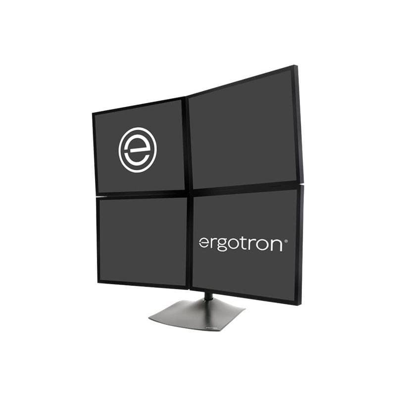 ERGOTRON DS100 Monitor Standfuß in Schwarz - Freistehende Monitorhalterung für 4 Bildschirme