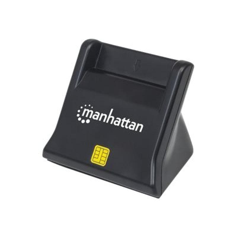 MANHATTAN USB-/SIM-Kartenlesegeraet mit Standfuss USB-Smartcard USB 2.0 Kontaktlesegeraet schwarz