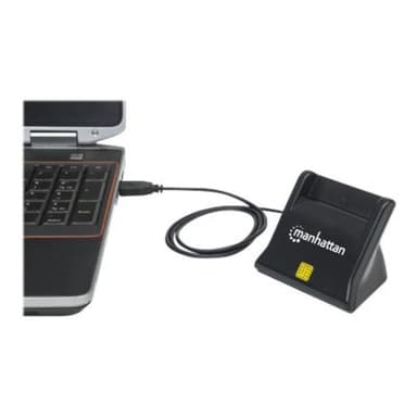 MANHATTAN USB-/SIM-Kartenlesegeraet mit Standfuss USB-Smartcard USB 2.0 Kontaktlesegeraet schwarz
