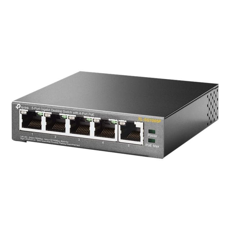 TP-LINK 5-Port Gigabit Desktop Switch with  4-Port PoE 56 W PoE Power, Desktop Steel Case