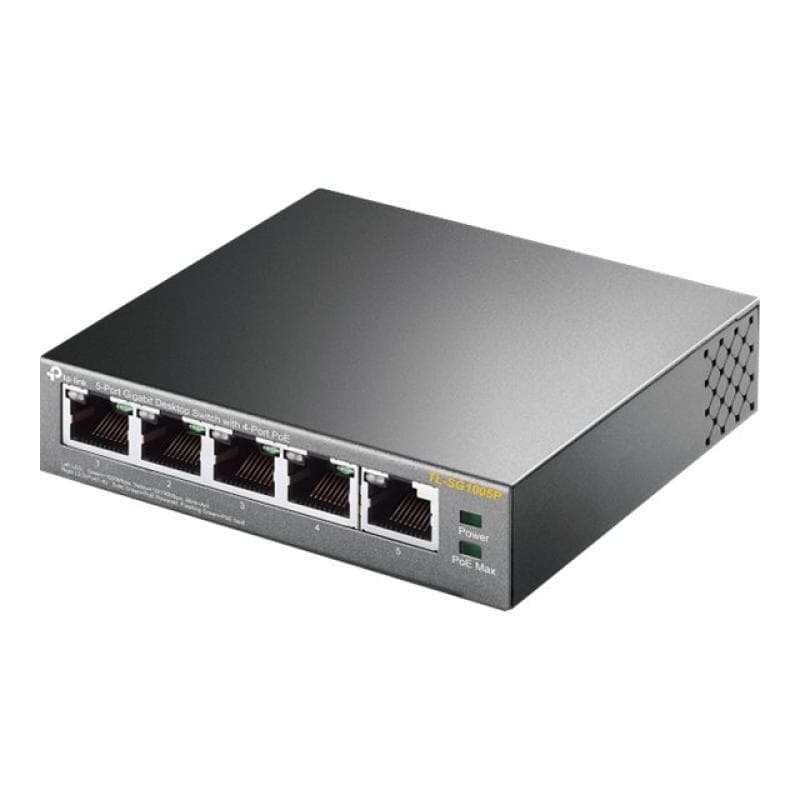 TP-LINK 5-Port Gigabit Desktop Switch with  4-Port PoE 56 W PoE Power, Desktop Steel Case