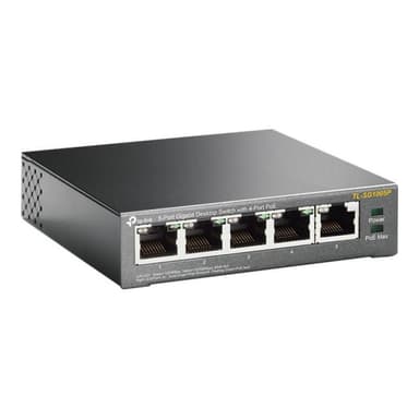 TP-LINK 5-Port Gigabit Desktop Switch with  4-Port PoE 56 W PoE Power, Desktop Steel Case