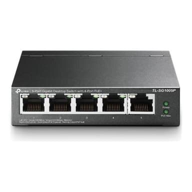 TP-LINK 5-Port Gigabit Desktop Switch with  4-Port PoE 56 W PoE Power, Desktop Steel Case