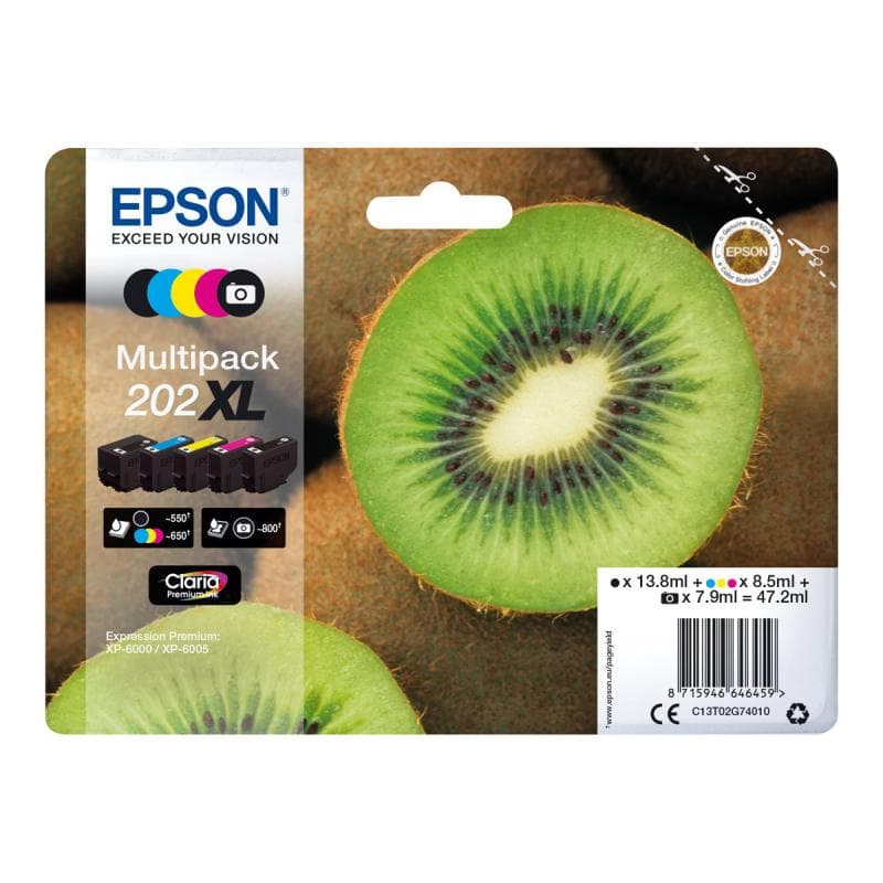 EPSON 202XL Multipack 5er Pack XL Schwarz, Gelb, Cyan, Magenta, Photo schwarz Tintenpatrone