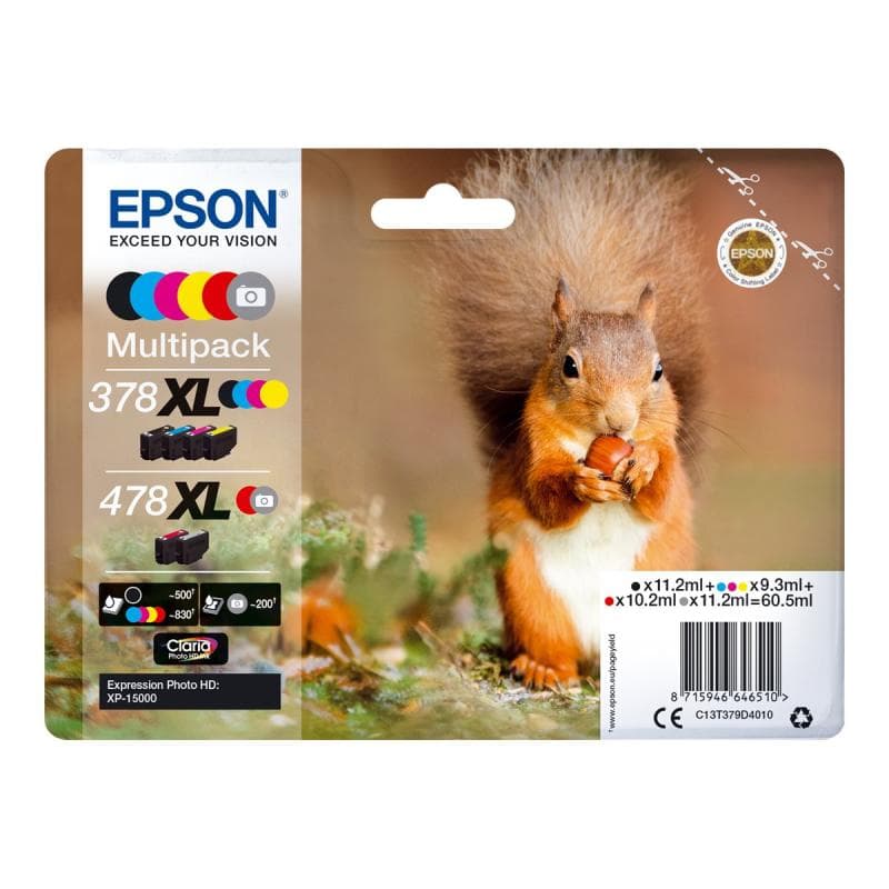 EPSON 478XL Multipack 6er Pack Grau, Schwarz, Gelb, Cyan, Magenta, Rot Tintenpatrone