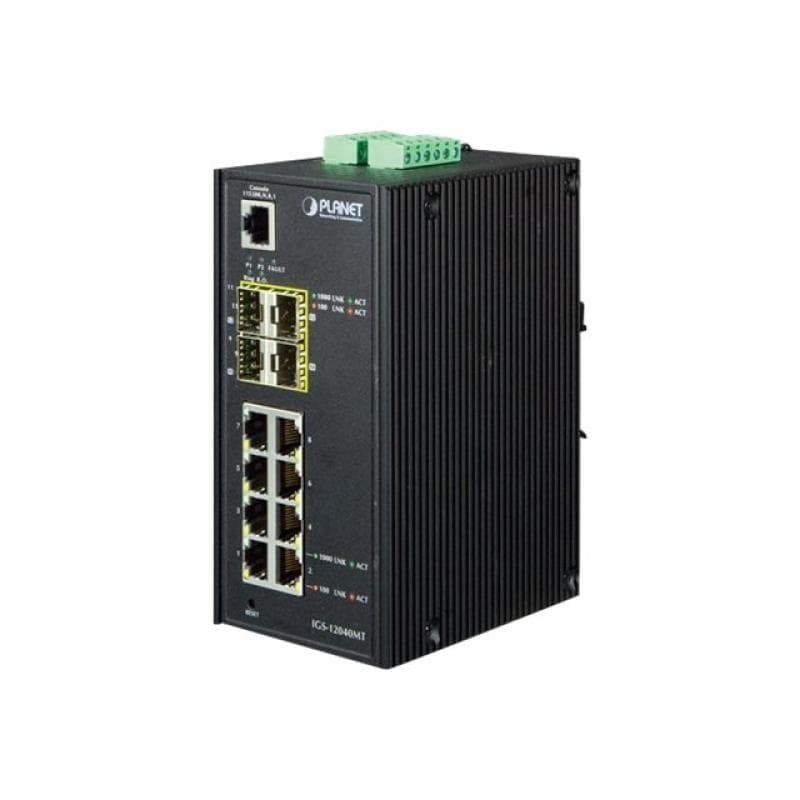 PLANET TECHNOLOGY PLANET Industrial 8-Port 10/100/1000T + 4-Port 100/1000X