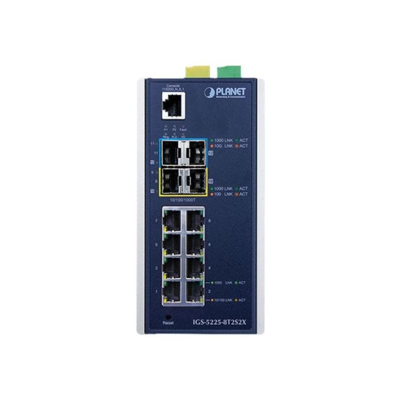 PLANET TECHNOLOGY PLANET Industrial L2+ 8-Port 10/100/1000T + 2-Port