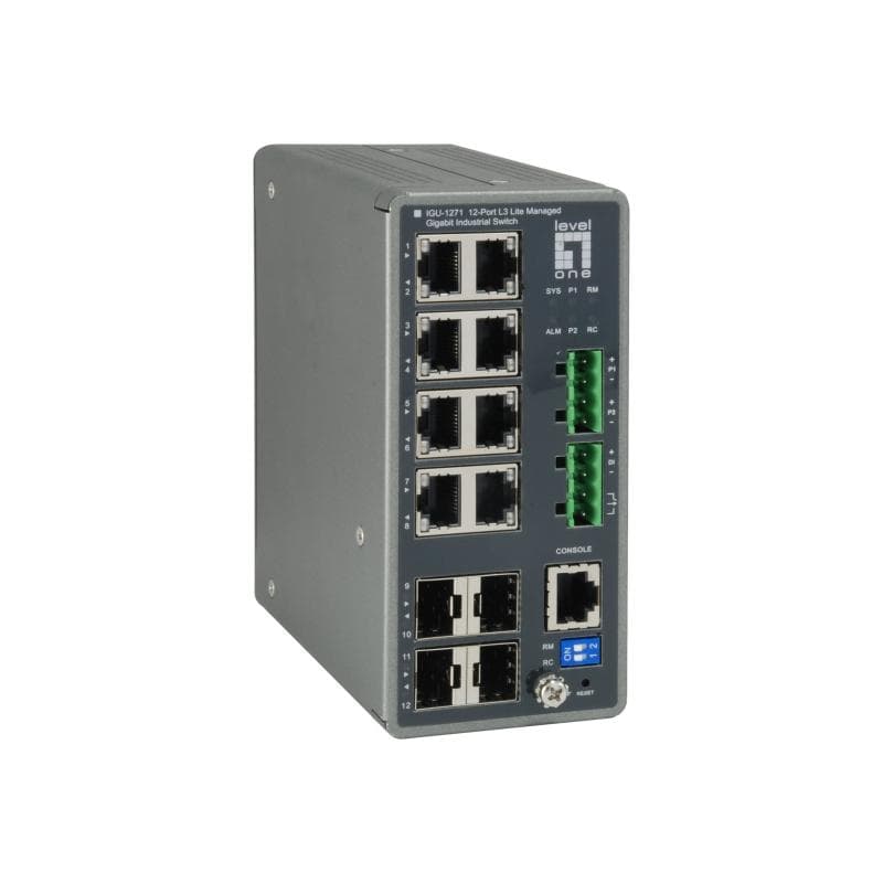 LEVEL ONE LEVELONE Industrial Switch 12-Port L3 Lite Gigabit     240W