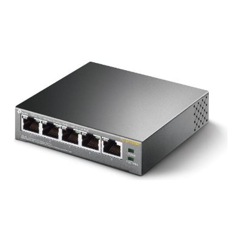 TP-LINK 5-Port 10/100 Mbps Desktop Switch with 4-Port PoE 58 W PoE Power, Desktop Steel Case