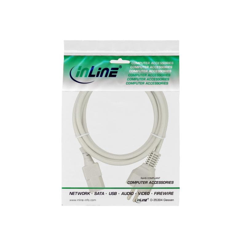 INLINE Netzkabel Schuko gerade auf Kaltgerätestecker 1,5m grau
