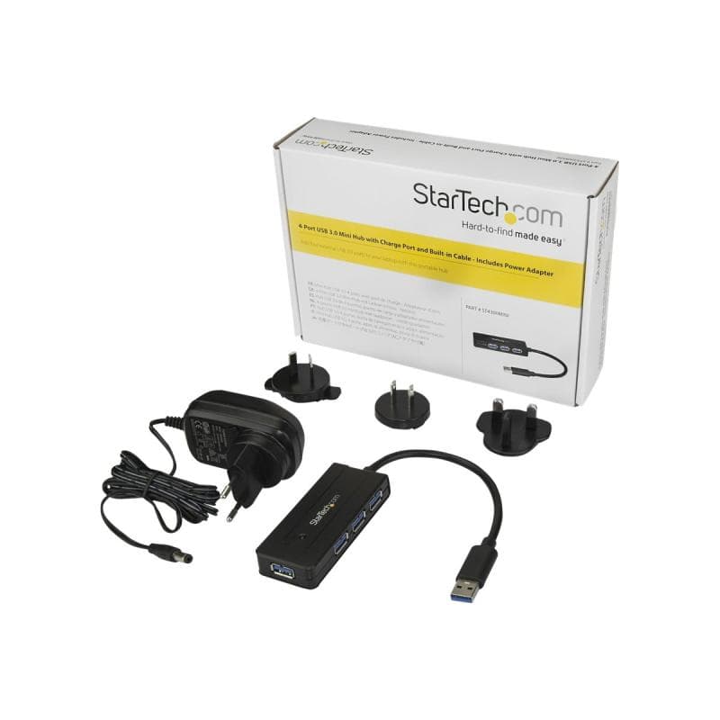 STARTECH.COM USB 3.0 Hub 4 Port - mit Ladeanschluss - inkl. Netzteil - USB Port Erweiterung