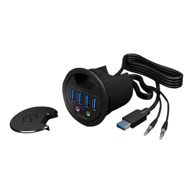 RAIDSONIC Adapter ICY-BOX Tisch-Hub 4x USB 3.0 Type-A mit Audio Ein-/Ausgang