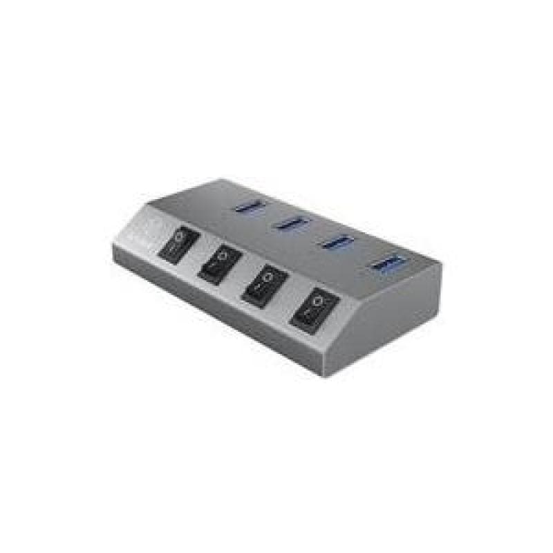 RAIDSONIC Adapter ICY-BOX USB 3.0 Hub, 4x USB Type-A Anschlüsse, An-/Ausschalter für jeden Port