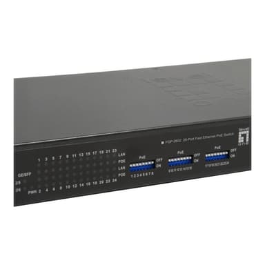 LEVEL ONE LEVELONE Switch 24x FE FGP-2602      2xGSFP 19″ 380W 24xPoE