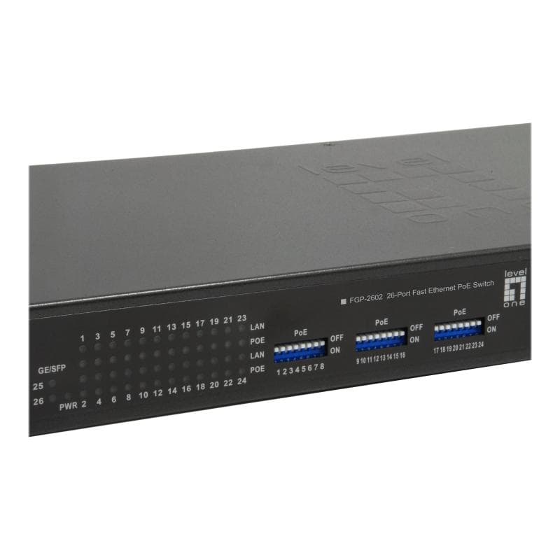 LEVEL ONE LEVELONE Switch 24x FE FGP-2602      2xGSFP 19″ 380W 24xPoE