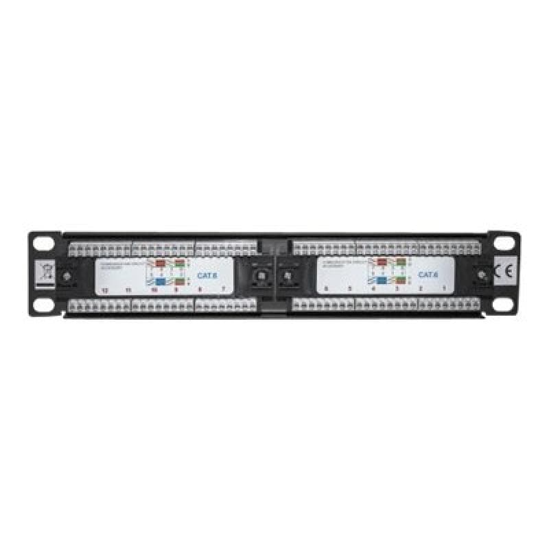 INTELLINET 10″ Patchpanel 1HE 12-Port Cat6 UTP schwarz
