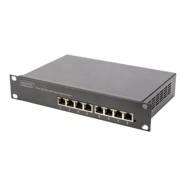 DIGITUS 25,4cm 10Zoll 8-Port Gigabit Ethernet Switch 8 x 10/100/1000Mbps RJ45 integriertes Netzteil