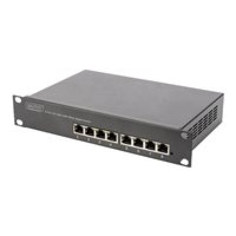 DIGITUS 25,4cm 10Zoll 8-Port Gigabit Ethernet Switch 8 x 10/100/1000Mbps RJ45 integriertes Netzteil