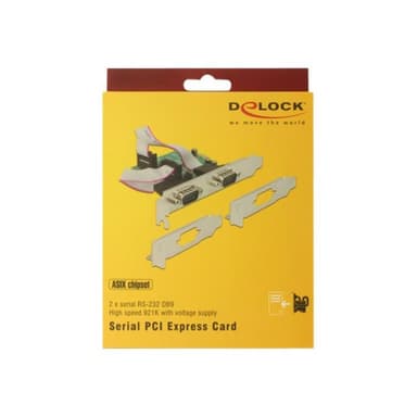 DELOCK PCI Express Karte > 2 x Seriell RS-232 High Speed 921K mit Spannungsversorgung