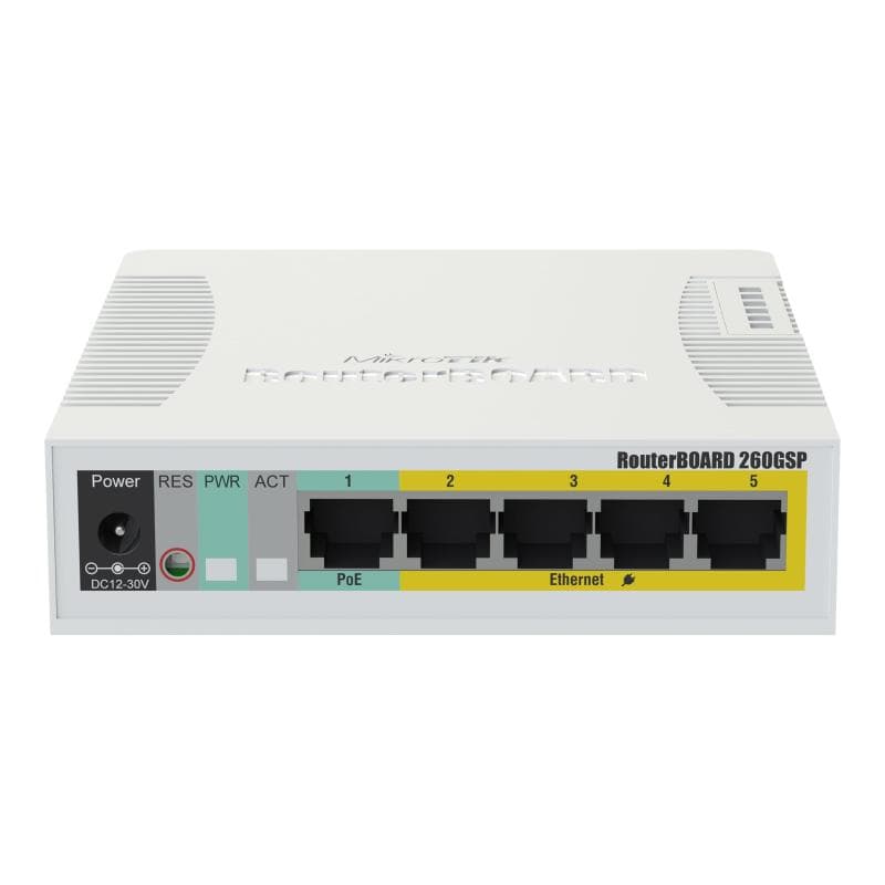 MIKROTIK RB260GSP with 5 Gigabit ports and SFP cag