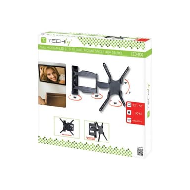 TECHLY Wandhalterung LCD TV 23″-55″ FullMotion, max 30kg, sw